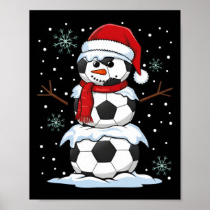 Christmas Soccer Ll Funny Snowman Xmas Pyjamas Men Poster