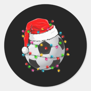 Christmas Soccer Ll Santa Hat Funny Sport Xmas Boy Classic Round Sticker