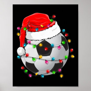 Christmas Soccer Ll Santa Hat Funny Sport Xmas Boy Poster