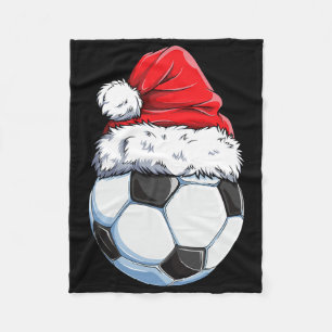 Christmas Soccer Ll Santa Hat Funny Sports Xmas Bo Fleece Blanket