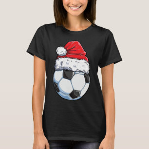 Christmas Soccer Ll Santa Hat Funny Sports Xmas Bo T-Shirt