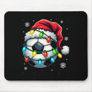 Christmas Soccer Ll Santa Hat Xmas Lights Funny Me Mouse Pad