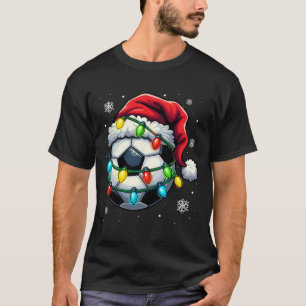 Christmas Soccer Ll Santa Hat Xmas Lights Funny Me T-Shirt