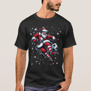 Christmas Soccer Player Sport Lover Santa Hat Xmas T-Shirt