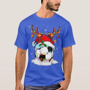 Christmas Soccer Reindeer & Santa Hat Xmas Tree Li T-Shirt