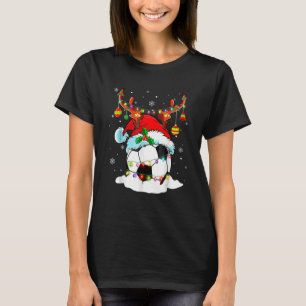 Christmas Soccer Reindeer & Santa Hat Xmas Tree Li T-Shirt