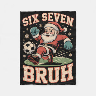 Christmas Soccer Santa Funny 67 Meme Bruh Xmas Paj Fleece Blanket