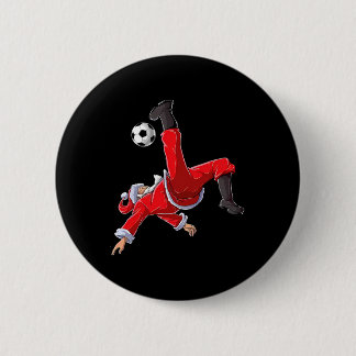Christmas Soccer Santa Funny Bicycle Kick  6 Cm Round Badge