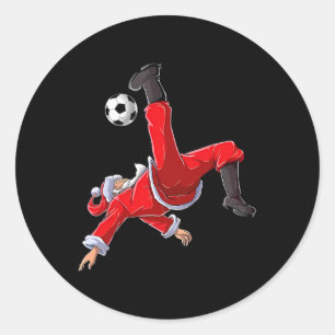 Christmas Soccer Santa Funny Bicycle Kick Classic Round Sticker