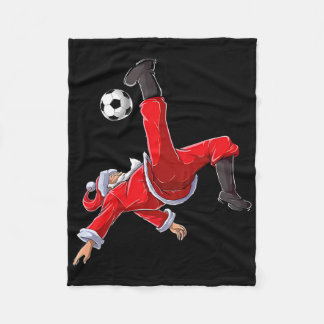 Christmas Soccer Santa Funny Bicycle Kick Fleece Blanket