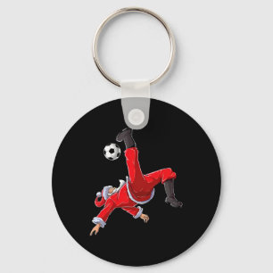 Christmas Soccer Santa Funny Bicycle Kick  Key Ring