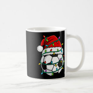 Christmas Soccer Santa Hat Lights Santa Sports Xma Coffee Mug