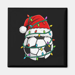 Christmas Soccer Santa Hat Lights Santa Sports Xma Magnet