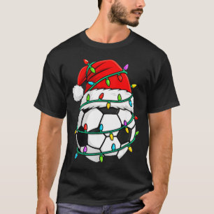 Christmas Soccer Santa Hat Lights Santa Srts Xmas  T-Shirt