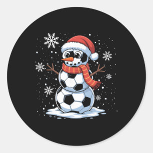 Christmas Soccer Snowman Christmas Women Men Kids Classic Round Sticker