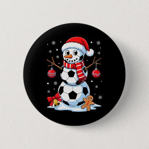 Christmas Soccer Snowman Santa Hat Xmas Pyjamas Me 6 Cm Round Badge