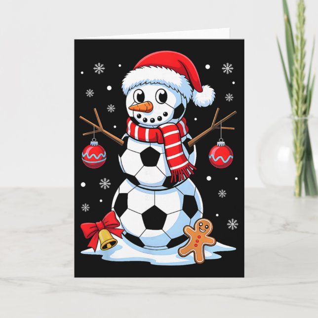 Christmas Soccer Snowman Santa Hat Xmas Pyjamas Me Card (Front)