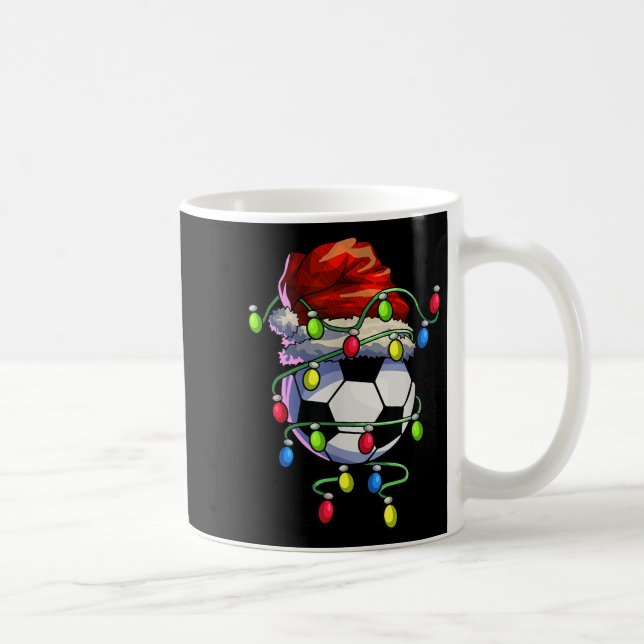 Christmas Soccer Xmas Christmas Tree Lights Soccer Coffee Mug (Right)