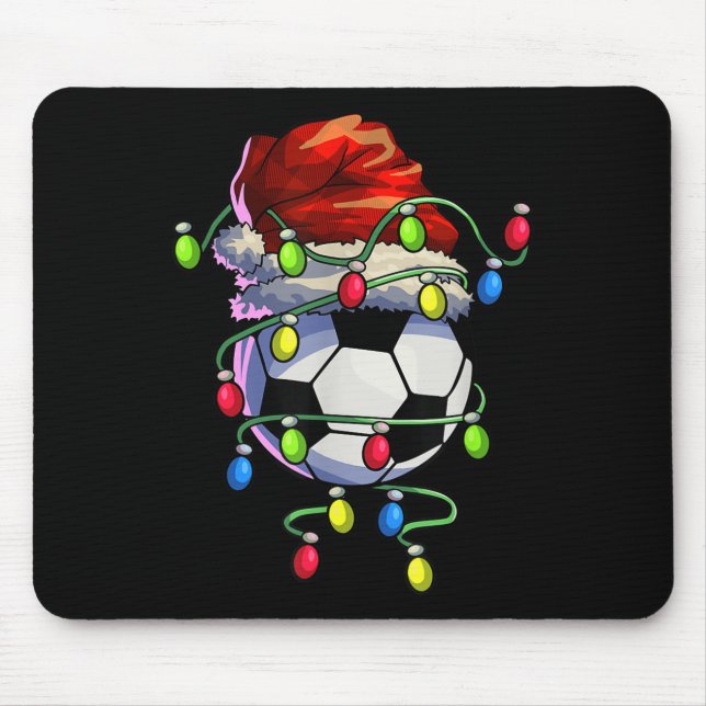Christmas Soccer Xmas Christmas Tree Lights Soccer Mouse Pad (Front)