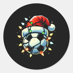 Christmas Soccer Xmas Santa Soccer Lover Men Boys Classic Round Sticker