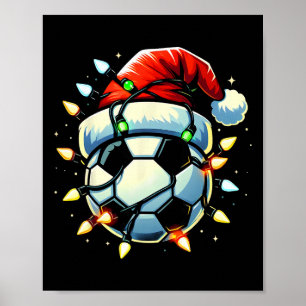Christmas Soccer Xmas Santa Soccer Lover Men Boys Poster