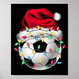 Christmas Soccer Xmas Santa Sports Hat Byll Kids B Poster