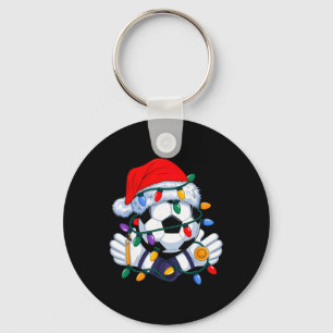 Christmas Soccer Xmas Santa Sports Hat Mens Womens Key Ring