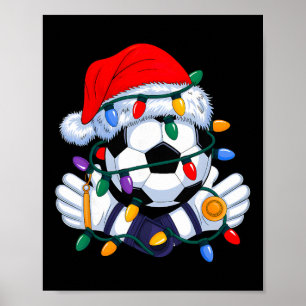 Christmas Soccer Xmas Santa Sports Hat Mens Womens Poster