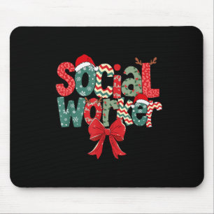 Christmas Social Worker Retro Xmas Tis The Season Mouse Pad