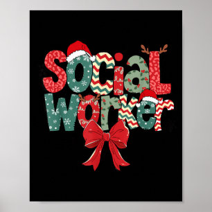 Christmas Social Worker Retro Xmas Tis The Season  Poster