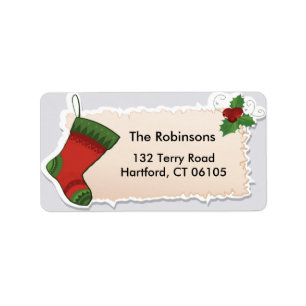 Christmas Sock and Mistletoe Address Label