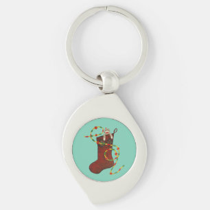 Christmas Sock Monkey key ring