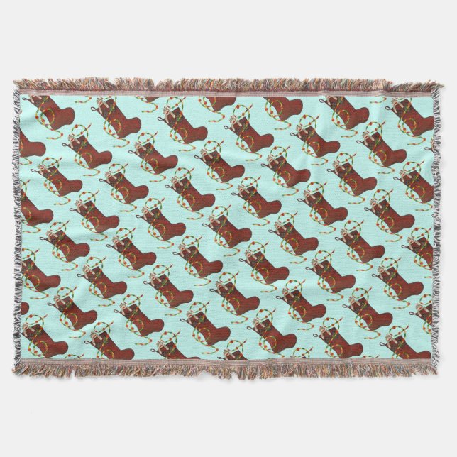 Christmas Sock Monkey Throw Blanket (Front)