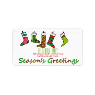 Christmas sockings Season's Greetings Label