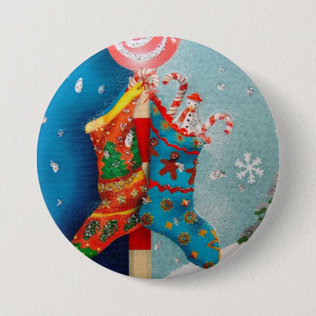 Christmas Socks 7.5 Cm Round Badge (Front)
