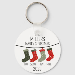 Christmas socks as a family of four key ring