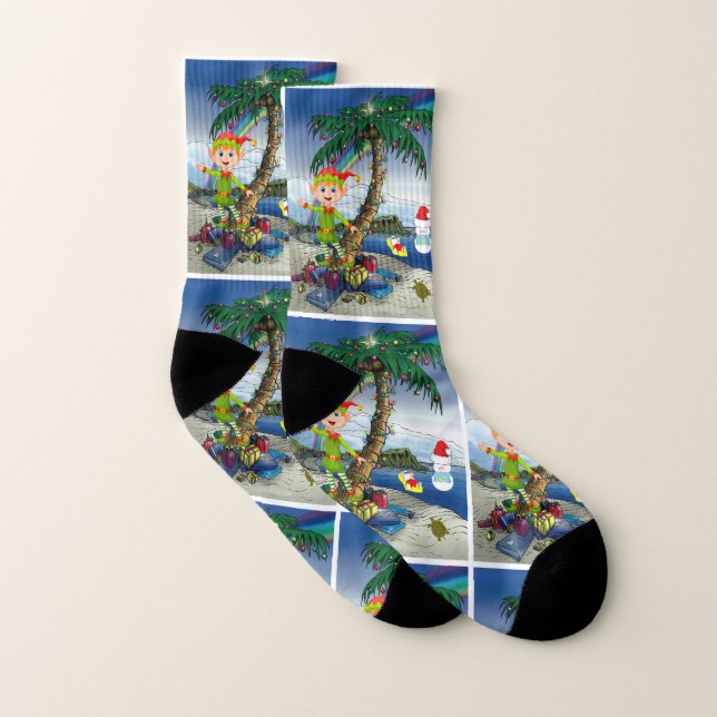 Christmas Socks, Beach Bum Santa Socks (Pair)