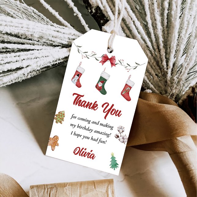 Christmas Socks Birthday Party Gift Tags (Creator Uploaded)