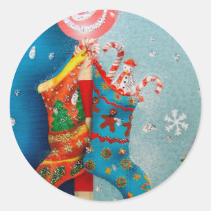 Christmas Socks Classic Round Sticker