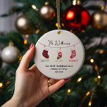 Christmas Socks Cute Personalised Photo Ceramic Ornament<br><div class="desc">Retro Christmas Cute Personalised Photo Ceramic Ornament</div>
