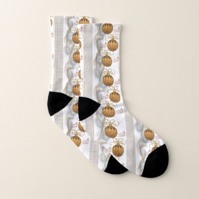 Christmas Socks, Gold Balls Socks (Pair)