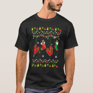 Christmas Socks Lights Beach Flip Flops For Women  T-Shirt