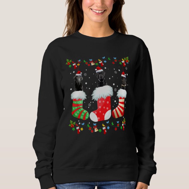 Christmas Socks Lights Santa Black Lab Labrador Do Sweatshirt (Front)