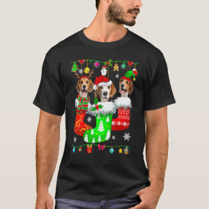 Christmas Socks Pajama Beagle Dog Puppy T-Shirt