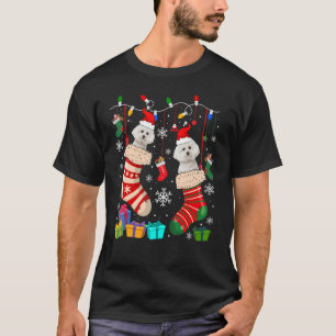 Christmas Socks Pajama Bichon Frise Dog Puppy T-Shirt