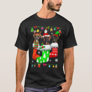Christmas Socks Pajama Boxer Dog Puppy T-Shirt