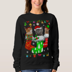 Christmas Socks Pajama Cat Kitten Lover Cat Mum Ca Sweatshirt