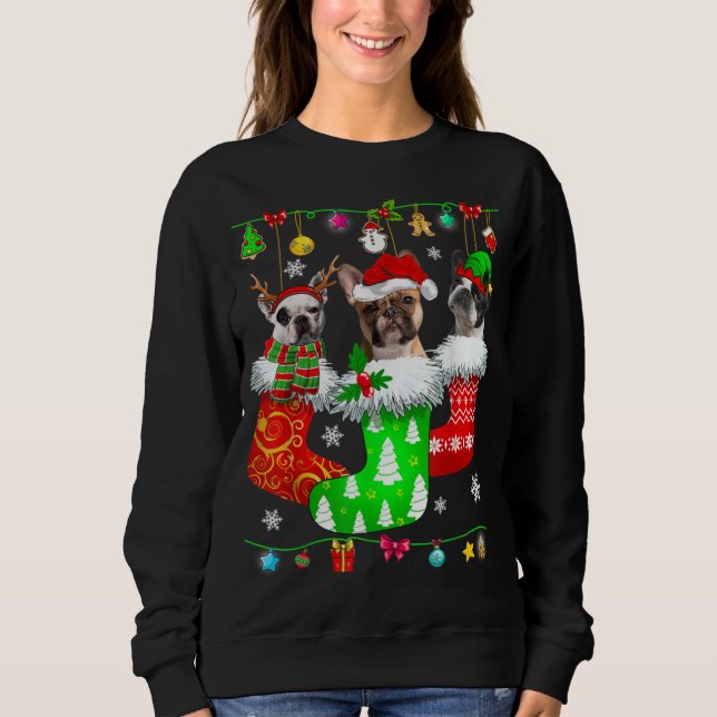 Christmas Socks Pajama French Bulldog Dog Puppy Lo Sweatshirt (Front)