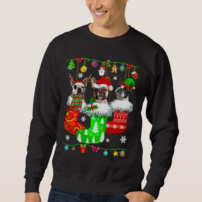 Christmas Socks Pajama French Bulldog Dog Puppy Lo Sweatshirt (Front)