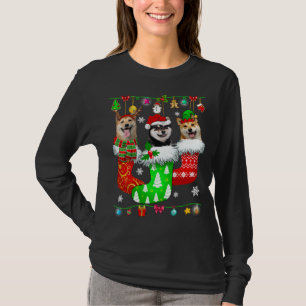 Christmas Socks Pajama Shiba Inu Dog Puppy Lover T-Shirt